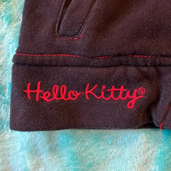 Sanrio Hello Kitty black and red zip up jacket. Sequin hello kitty back. Size 6 - Picture 4 of 6
